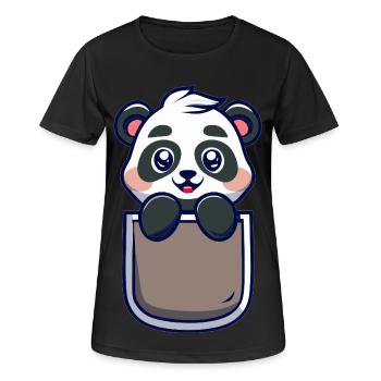 Panda Pocket Lustige und originelle Geschenkidee - Frauen T-Shirt atmungsaktiv - Schwarz - Vorne - AI Model Female 172 light (172cm)