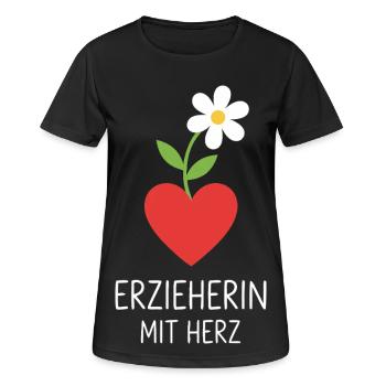 Erzieherin mit Herz - Frauen T-Shirt atmungsaktiv - Schwarz - Vorne - AI Model Female 172 light (172cm)