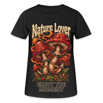 Amoureux de la nature Pilz - Profitez de l’instant - T-shirt respirant Femme - noir - Devant - AI Model Female 172 light (172cm)