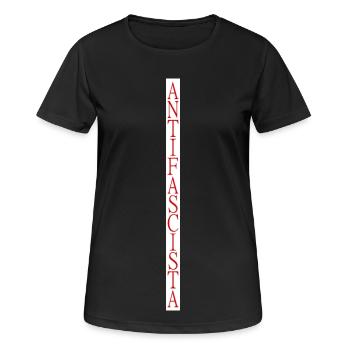 lettrage antifasciste vertical élégant - T-shirt respirant Femme - noir - Devant - AI Model Female 172 light (172cm)