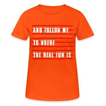 -D- - Frauen T-Shirt atmungsaktiv - Neonorange - Vorne - AI Model Female 172 dark (172cm)
