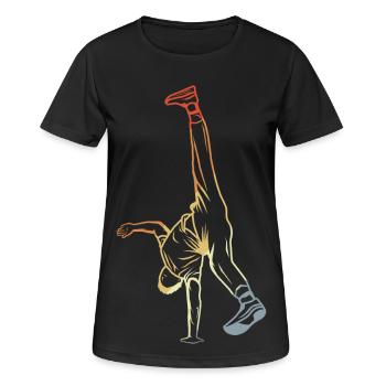 B-Boy Vintage Look - Frauen T-Shirt atmungsaktiv - Schwarz - Vorne - AI Model Female 172 light (172cm)