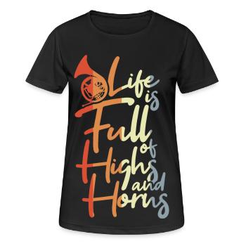 Life Is Full of Highs and Horns - Frauen T-Shirt atmungsaktiv - Schwarz - Vorne - AI Model Female 172 light (172cm)