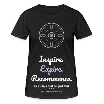 Expire. Yoga Méditation Bien-être - T-shirt respirant Femme - noir - Devant - AI Model Female 172 light (172cm)