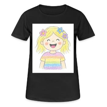 Cheerful girl laughs out loud - Women's Breathable T-Shirt - black - Front - AI Model Female 172 light (172cm)