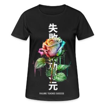 Failure Teaches Success Rainbow Rose - Frauen T-Shirt atmungsaktiv - Schwarz - Vorne - AI Model Female 172 light (172cm)