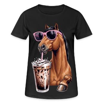 Bubble Tea pour cheval - T-shirt respirant Femme - noir - Devant - AI Model Female 172 light (172cm)