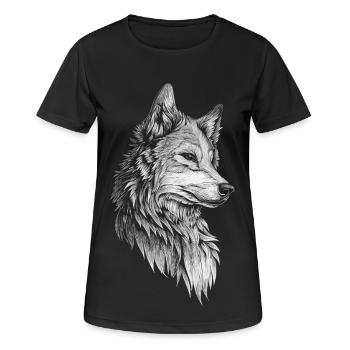 Wolf Kopf Realistisch - Frauen T-Shirt atmungsaktiv - Schwarz - Vorne - AI Model Female 172 light (172cm)