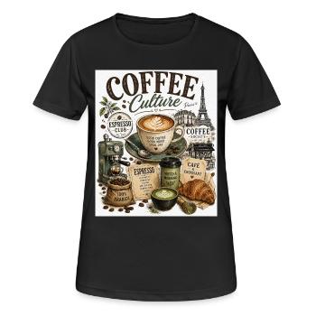Kaffeekultur Paris Café Collage - Frauen T-Shirt atmungsaktiv - Schwarz - Vorne - AI Model Female 172 light (172cm)