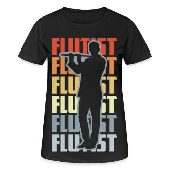 Retro Flötist - Frauen T-Shirt atmungsaktiv - Schwarz - Vorne - AI Model Female 172 light (172cm)