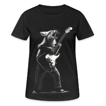 Renard roux à bascule avec guitare électrique cadeau Fan de musique - T-shirt respirant Femme - noir - Devant - AI Model Female 172 light (172cm)