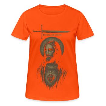 Le discernement, pas le jugement. - T-shirt respirant Femme - orange néon - Devant - AI Model Female 172 dark (172cm)