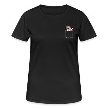Licorne dans la poche de poitrine - T-shirt respirant Femme - noir - Devant - AI Model Female 172 light (172cm)