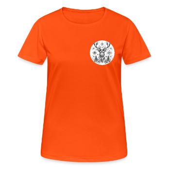 Noël cerf n&b - T-shirt respirant Femme - orange néon - Devant - AI Model Female 172 dark (172cm)