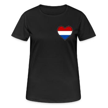 Holland Herzflagge - Frauen T-Shirt atmungsaktiv - Schwarz - Vorne - AI Model Female 172 light (172cm)