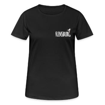 Flensburg Möwe - Frauen T-Shirt atmungsaktiv - Schwarz - Vorne - AI Model Female 172 light (172cm)