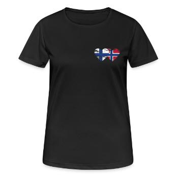 Finnland Norwegen Flagge Herz used used - Frauen T-Shirt atmungsaktiv - Schwarz - Vorne - AI Model Female 172 light (172cm)