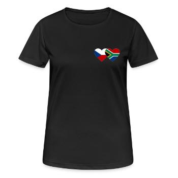 Tschechien Südafrika Flagge Herz - Frauen T-Shirt atmungsaktiv - Schwarz - Vorne - AI Model Female 172 light (172cm)