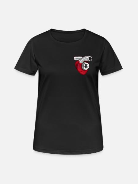 Turbo Herz – Powered by Passion - Frauen T-Shirt atmungsaktiv - Schwarz