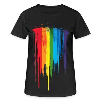 Subtil et cool Dripping Pride drapeau arc en ciel Design - T-shirt respirant Femme - noir - Devant - AI Model Female 172 light (172cm)