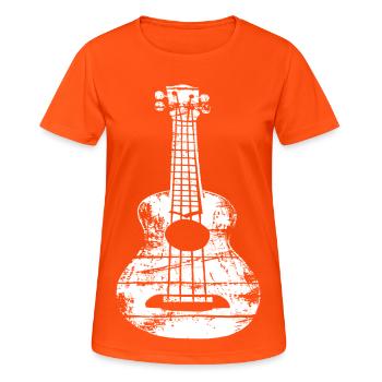 Ukulele Skizze - Frauen T-Shirt atmungsaktiv - Neonorange - Vorne - AI Model Female 172 dark (172cm)
