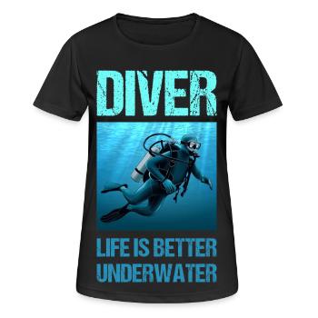 La vie des plongeurs est meilleure sous l'eau - T-shirt respirant Femme - noir - Devant - AI Model Female 172 light (172cm)