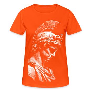 Antique Hero Statue Contrast Print - Women's Breathable T-Shirt - neon orange - Front - AI Model Female 172 dark (172cm)