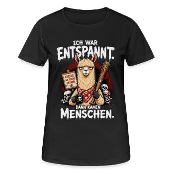 Ich War Entspannt Dann Kamen Menschen Lama - Frauen T-Shirt atmungsaktiv - Schwarz - Vorne - AI Model Female 172 light (172cm)