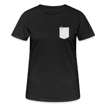 Poche poitrine avec stylo à bille - T-shirt respirant Femme - noir - Devant - AI Model Female 172 light (172cm)