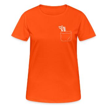 Poche de coiffeur - T-shirt respirant Femme - orange néon - Devant - AI Model Female 172 dark (172cm)