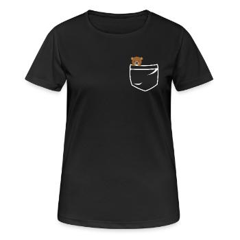 Teddy bear pockets - Frauen T-Shirt atmungsaktiv - Schwarz - Vorne - AI Model Female 172 light (172cm)