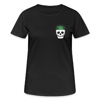 Crâne Crâne Botanique Terrarium Champignons Macabres - T-shirt respirant Femme - noir - Devant - AI Model Female 172 light (172cm)
