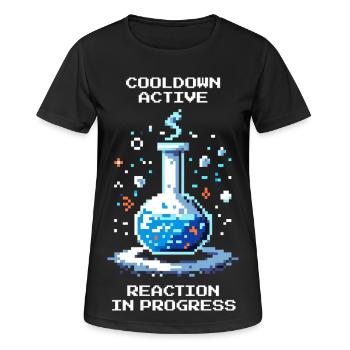 Cooldown aktiv – Reaktion läuft | Chemie - Frauen T-Shirt atmungsaktiv - Schwarz - Vorne - AI Model Female 172 light (172cm)