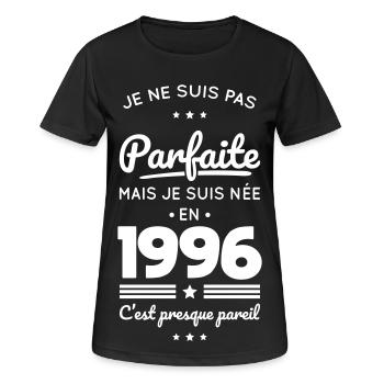 Born in 1996 – Not perfect but almost - Women's Breathable T-Shirt - black - Front - AI Model Female 172 light (172cm)
