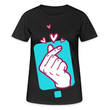 Kpop Koreanisch Finger Herz Niedlich Koreanische Pop-Liebe - Frauen T-Shirt atmungsaktiv - Schwarz - Vorne - AI Model Female 172 light (172cm)