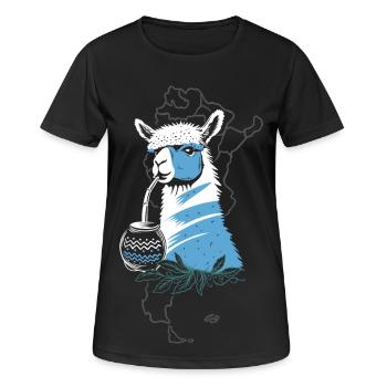Yerba Mate Alpaka genießt Mate Tee - Frauen T-Shirt atmungsaktiv - Schwarz - Vorne - AI Model Female 172 light (172cm)