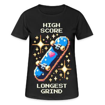Meilleur score : Grind le plus long | Skateboard - T-shirt respirant Femme - noir - Devant - AI Model Female 172 light (172cm)
