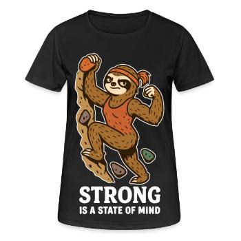 Strong Is a State of Mind – Boulder Faultier Frau - Frauen T-Shirt atmungsaktiv - Schwarz - Vorne - AI Model Female 172 light (172cm)