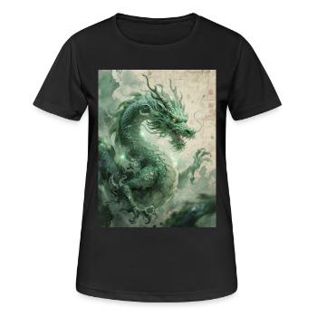 Le Souverain d'Orient : Le Dragon Azur (Qinglong) - T-shirt respirant Femme - noir - Devant - AI Model Female 172 light (172cm)