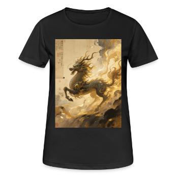 L'Aube de Jade : Qilin – Présage Sacré - T-shirt respirant Femme - noir - Devant - AI Model Female 172 light (172cm)