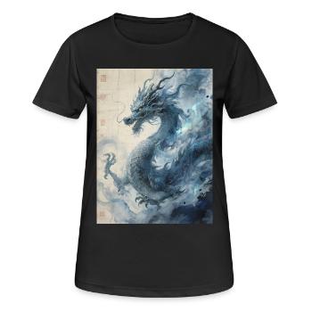 Die Sternennacht: Blauer Drache – Aether - Frauen T-Shirt atmungsaktiv - Schwarz - Vorne - AI Model Female 172 light (172cm)