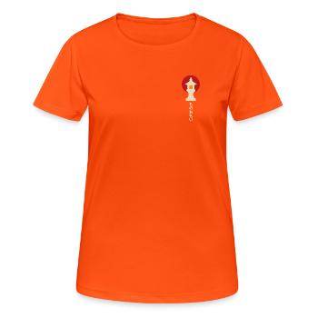 MEVIBE-Tiefe Gedanken - Frauen T-Shirt atmungsaktiv - Neonorange - Vorne - AI Model Female 172 dark (172cm)