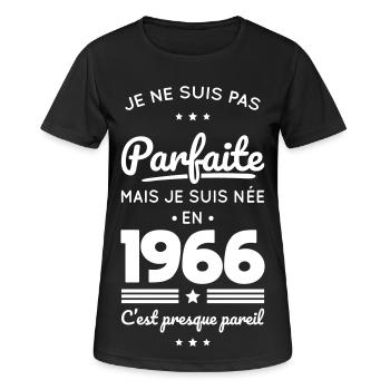 Born in 1966 – Not perfect but almost - Women's Breathable T-Shirt - black - Front - AI Model Female 172 light (172cm)