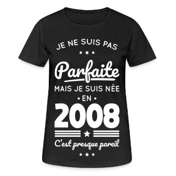 Born in 2008 – Not perfect but almost - Women's Breathable T-Shirt - black - Front - AI Model Female 172 light (172cm)