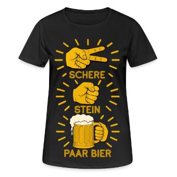 Schere Stein und ein Paar Bier lustige Bier Spruch - Frauen T-Shirt atmungsaktiv - Schwarz - Vorne - AI Model Female 172 light (172cm)