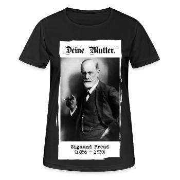 Sigmund Freud - "Deine Mutter." - Frauen T-Shirt atmungsaktiv - Schwarz - Vorne - AI Model Female 172 light (172cm)