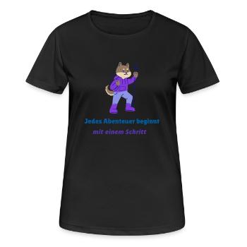 Jedes Abenteuer beginnt mit einem Schritt - Frauen T-Shirt atmungsaktiv - Schwarz - Vorne - AI Model Female 172 light (172cm)