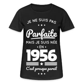 Born in 1956 – Not perfect but almost - Women's Breathable T-Shirt - black - Front - AI Model Female 172 light (172cm)