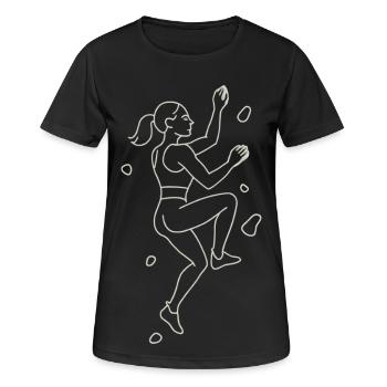 Silhouette du bloc | Grimpeur minimaliste - T-shirt respirant Femme - noir - Devant - AI Model Female 172 light (172cm)