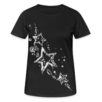 étoiles avec ornement de gouttes d'eau - T-shirt respirant Femme - noir - Devant - AI Model Female 172 light (172cm)